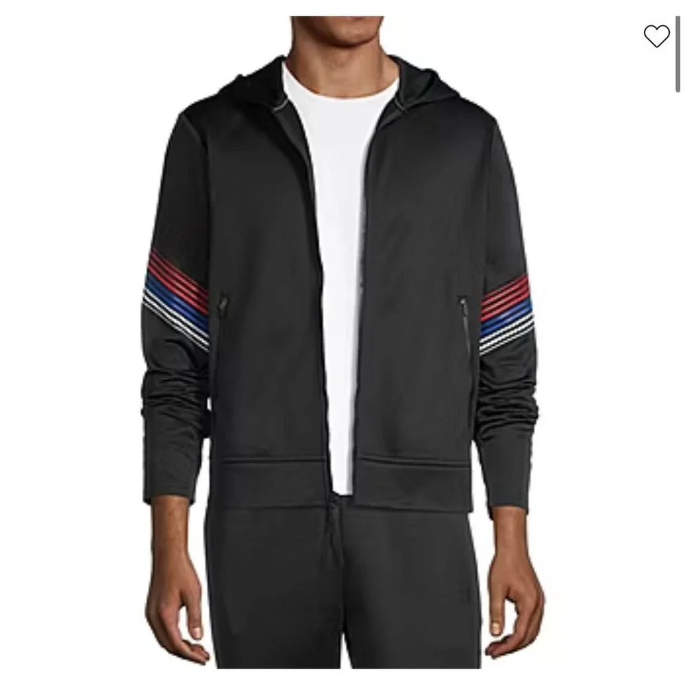 Sports Illustrated Men's Medium Full Zip Hoodie Black Sleeve Strip - Picture 1 of 3